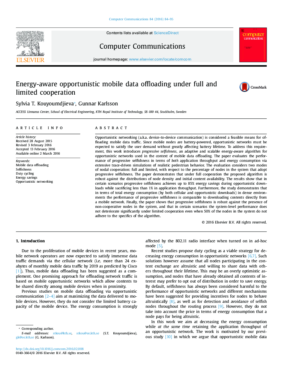 Energy-aware opportunistic mobile data offloading under full and limited cooperation