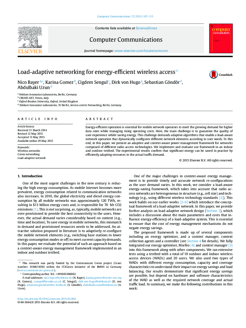 Load-adaptive networking for energy-efficient wireless access 