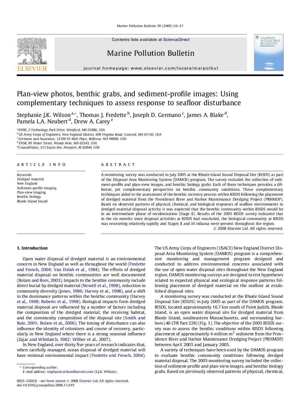 Plan-view photos, benthic grabs, and sediment-profile images: Using complementary techniques to assess response to seafloor disturbance