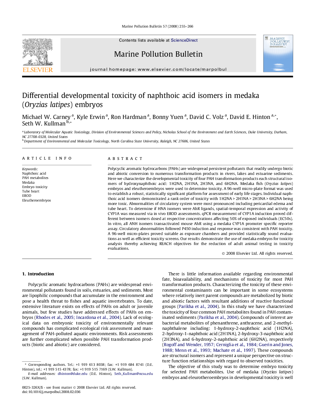 Differential developmental toxicity of naphthoic acid isomers in medaka (Oryzias latipes) embryos