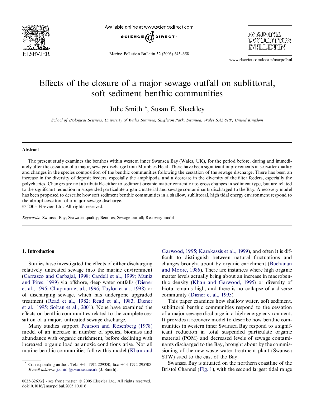 Effects of the closure of a major sewage outfall on sublittoral, soft sediment benthic communities