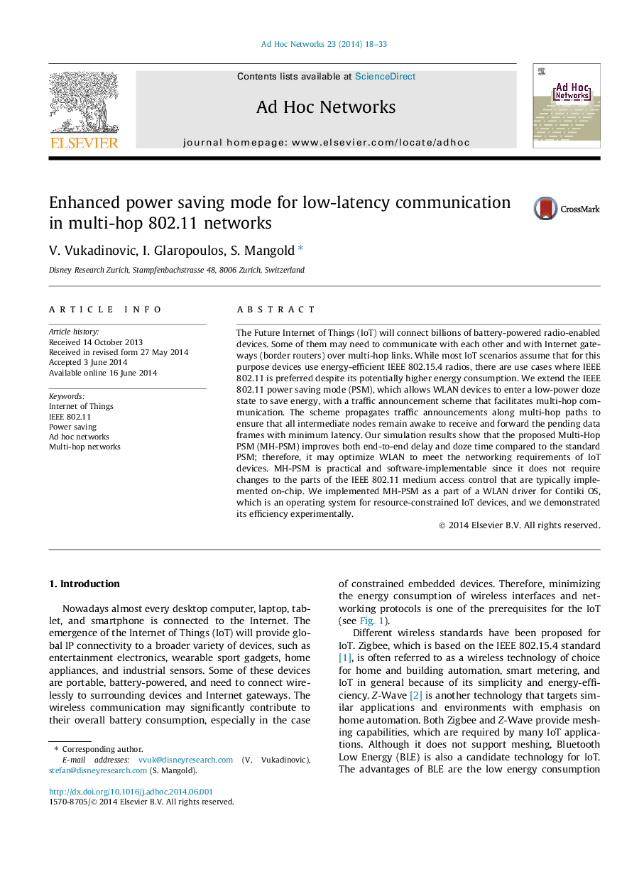 Enhanced power saving mode for low-latency communication in multi-hop 802.11 networks