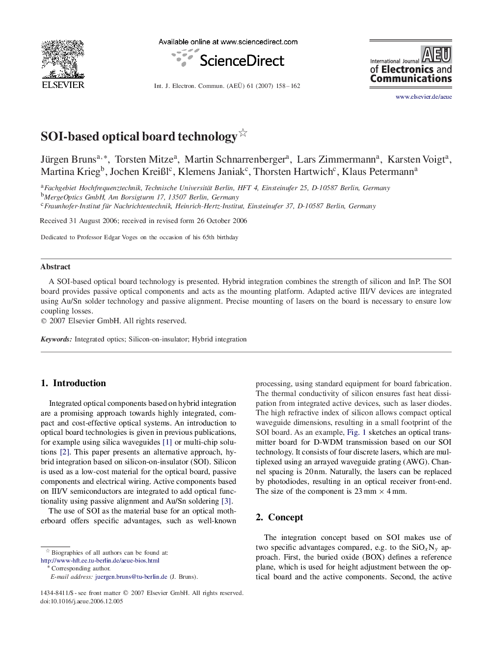 SOI-based optical board technology 