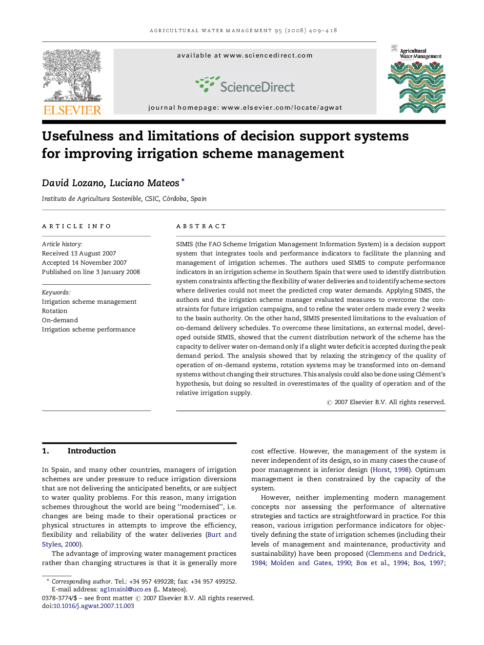 Usefulness and limitations of decision support systems for improving irrigation scheme management