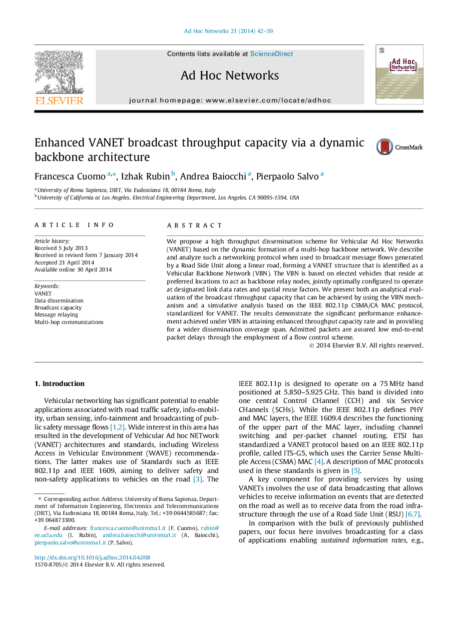 Enhanced VANET broadcast throughput capacity via a dynamic backbone architecture