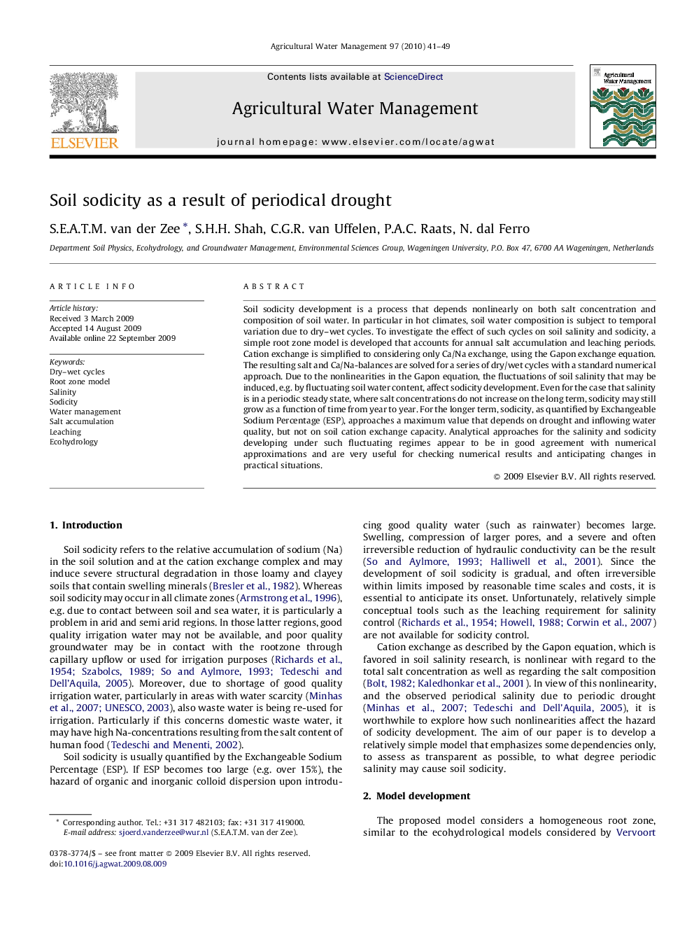 Soil sodicity as a result of periodical drought