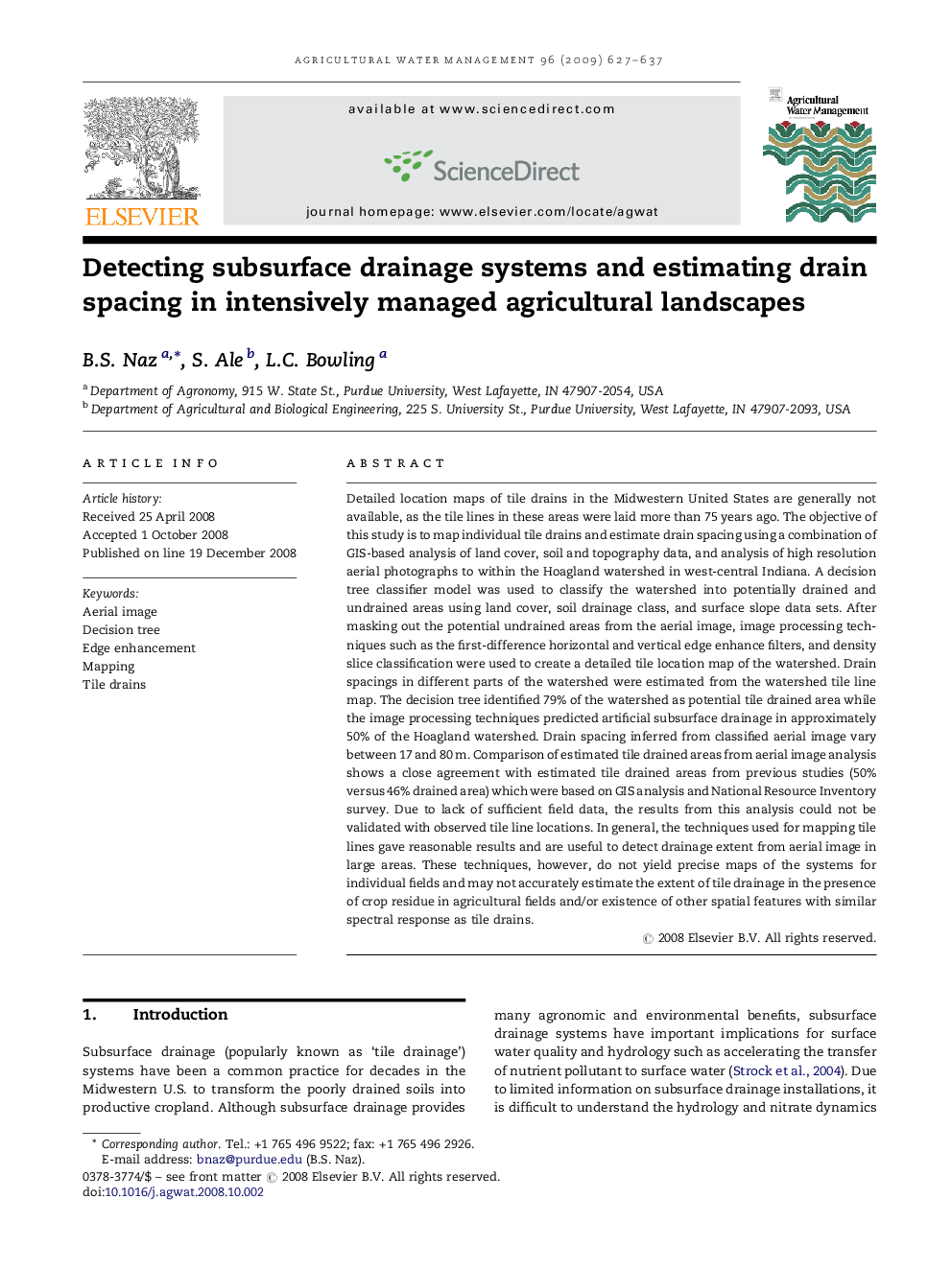 Detecting subsurface drainage systems and estimating drain spacing in intensively managed agricultural landscapes