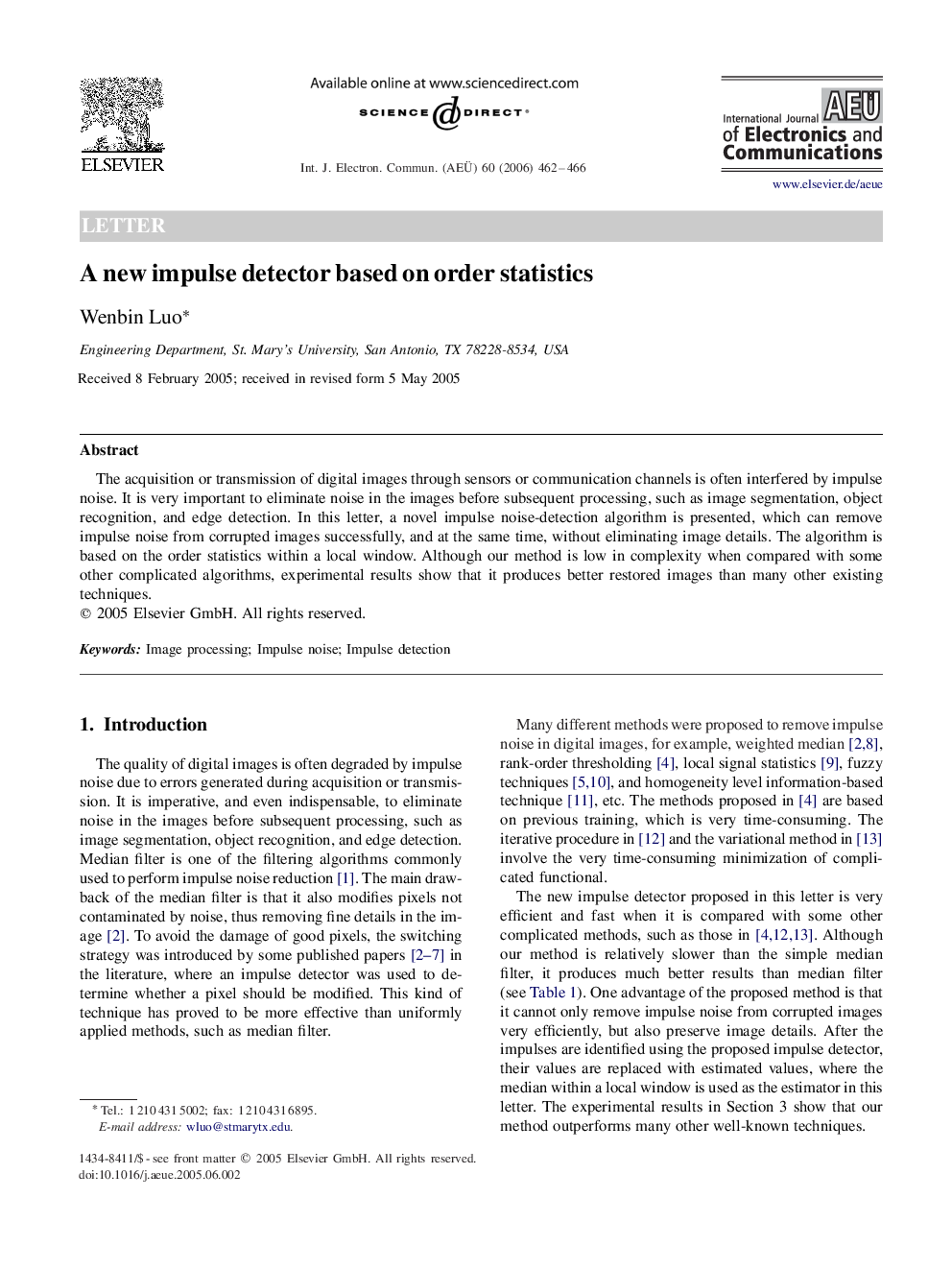 A new impulse detector based on order statistics