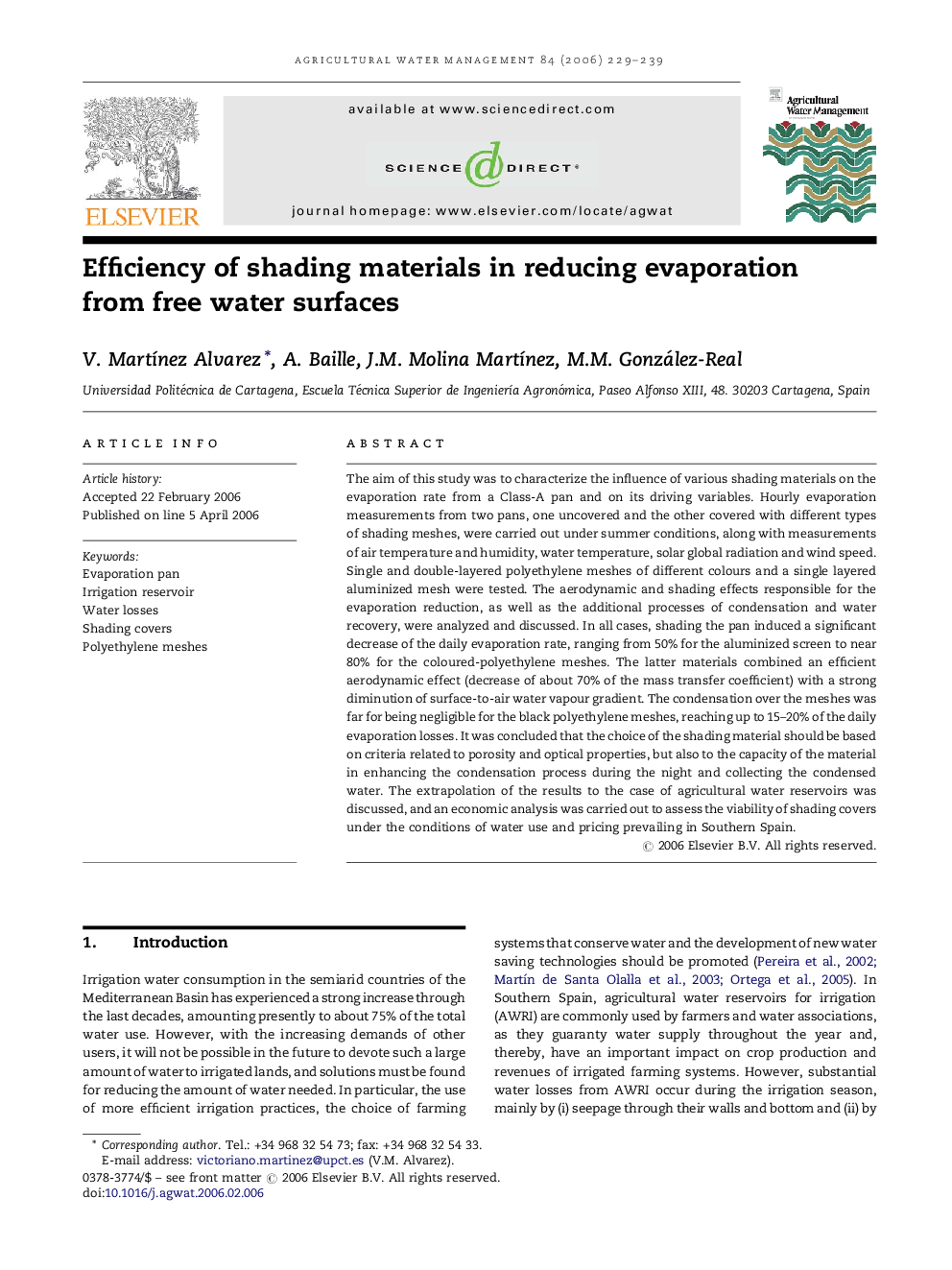 Efficiency of shading materials in reducing evaporation from free water surfaces