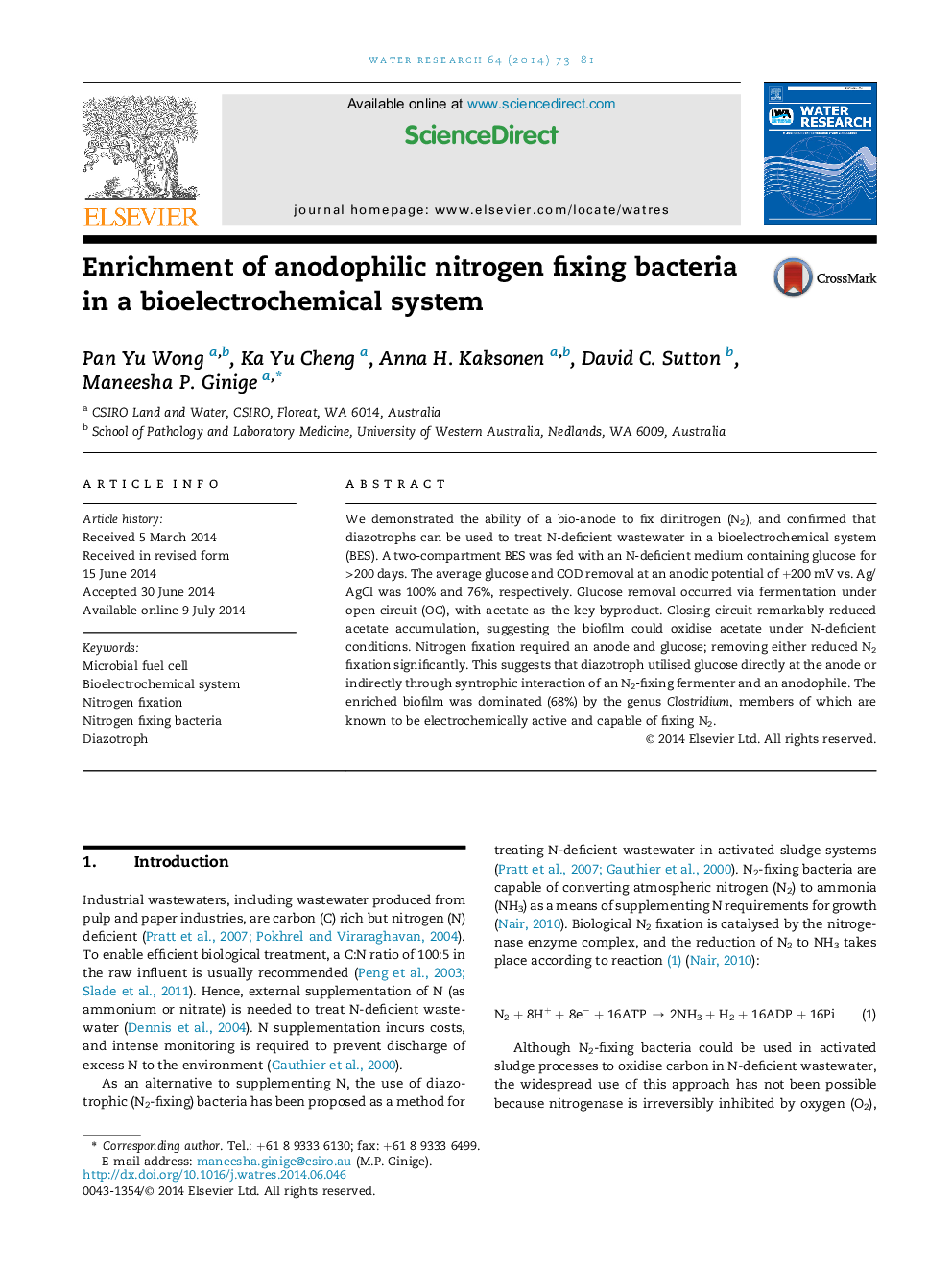 Enrichment of anodophilic nitrogen fixing bacteria in a bioelectrochemical system