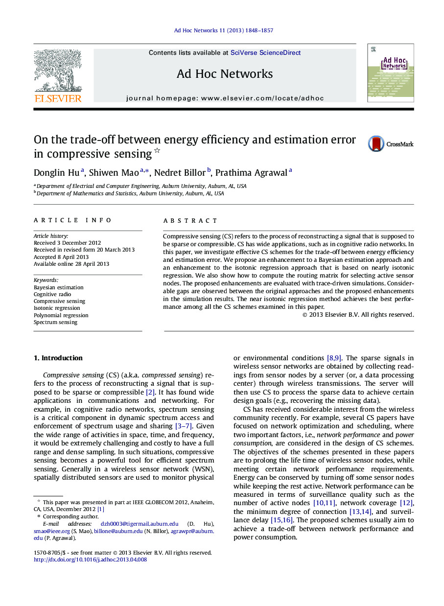 On the trade-off between energy efficiency and estimation error in compressive sensing 