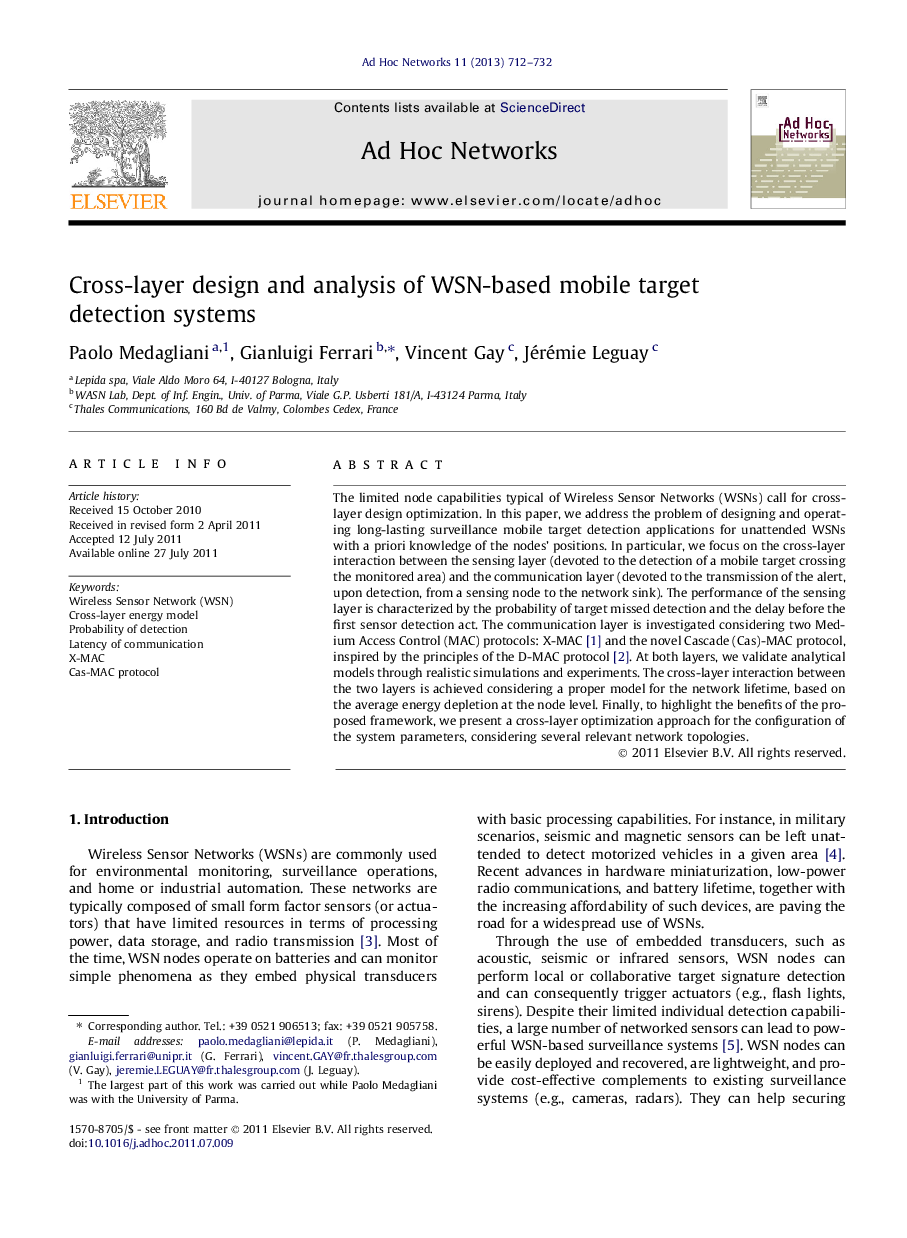 Cross-layer design and analysis of WSN-based mobile target detection systems