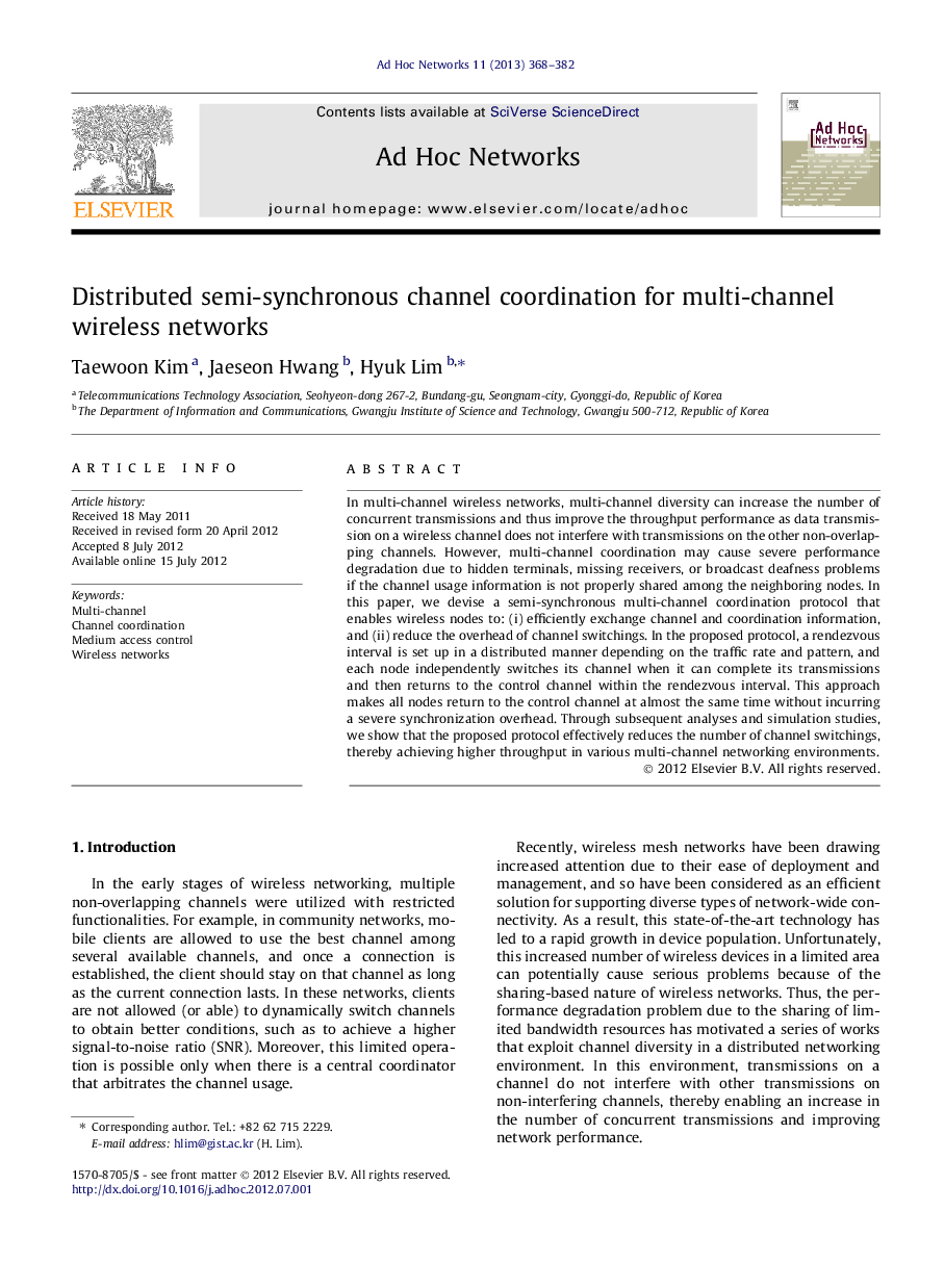 Distributed semi-synchronous channel coordination for multi-channel wireless networks