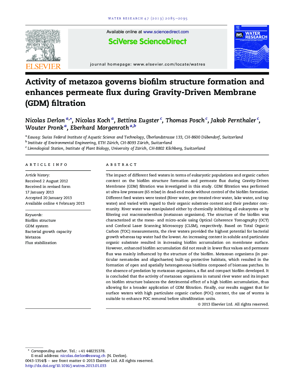 Activity of metazoa governs biofilm structure formation and enhances permeate flux during Gravity-Driven Membrane (GDM) filtration