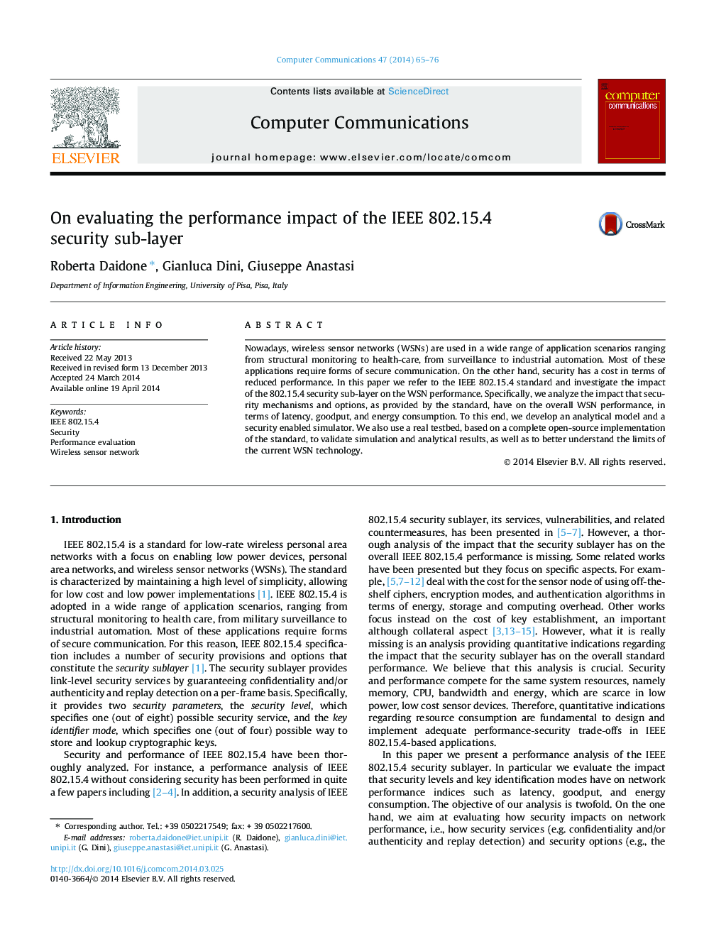 On evaluating the performance impact of the IEEE 802.15.4 security sub-layer