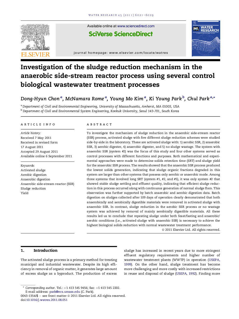 Investigation of the sludge reduction mechanism in the anaerobic side-stream reactor process using several control biological wastewater treatment processes