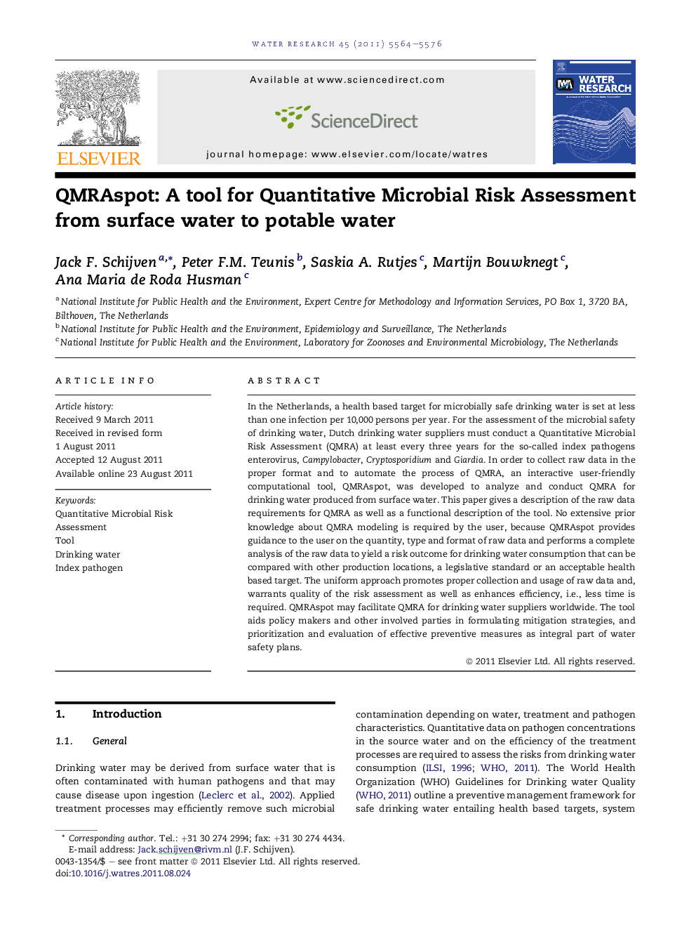 QMRAspot: A tool for Quantitative Microbial Risk Assessment from surface water to potable water