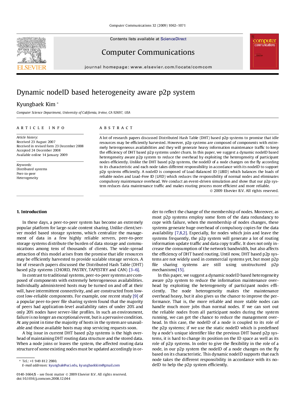 Dynamic nodeID based heterogeneity aware p2p system