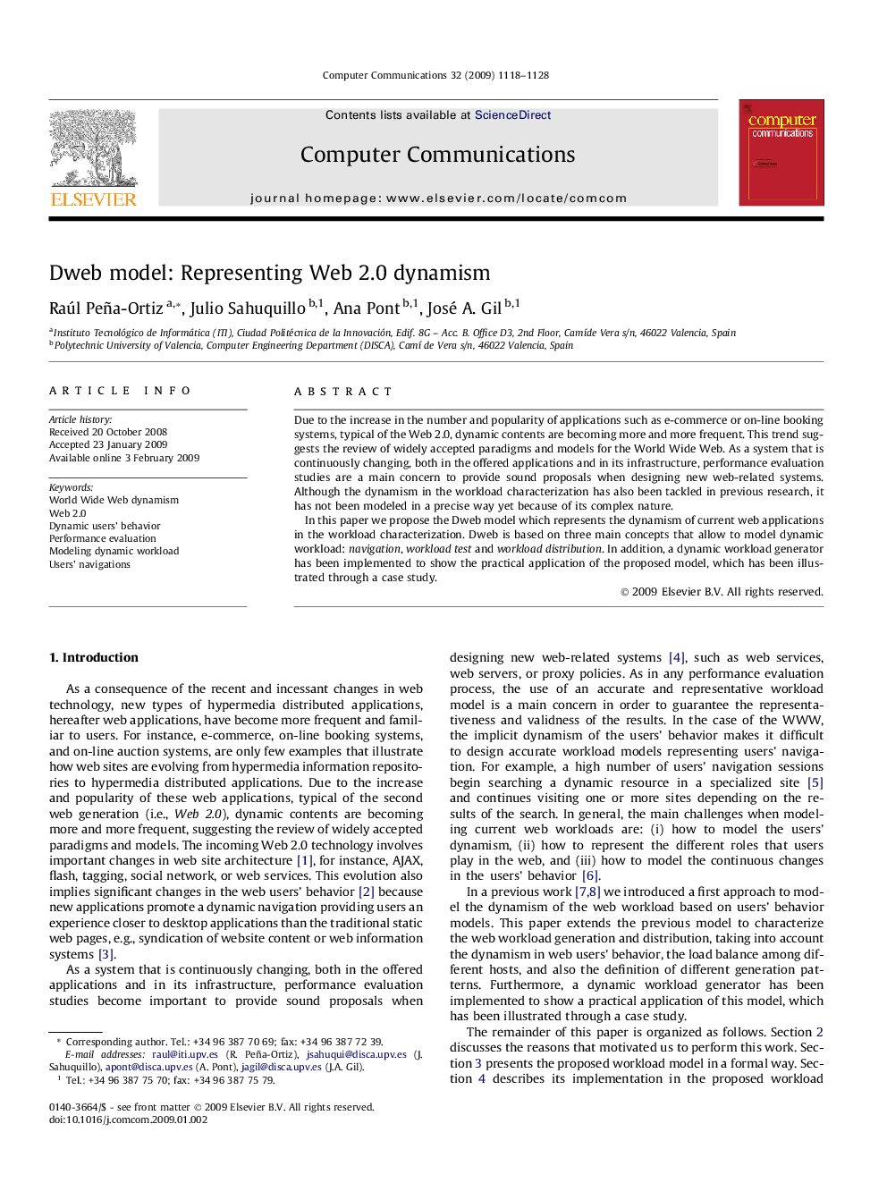 Dweb model: Representing Web 2.0 dynamism