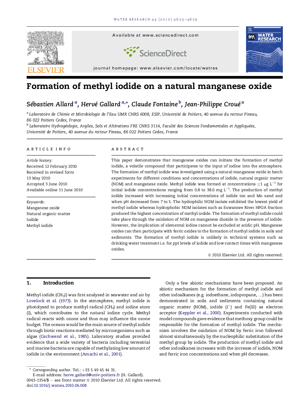 Formation of methyl iodide on a natural manganese oxide