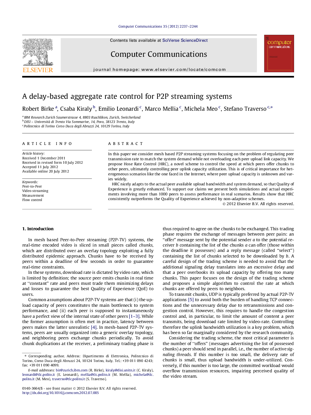 A delay-based aggregate rate control for P2P streaming systems