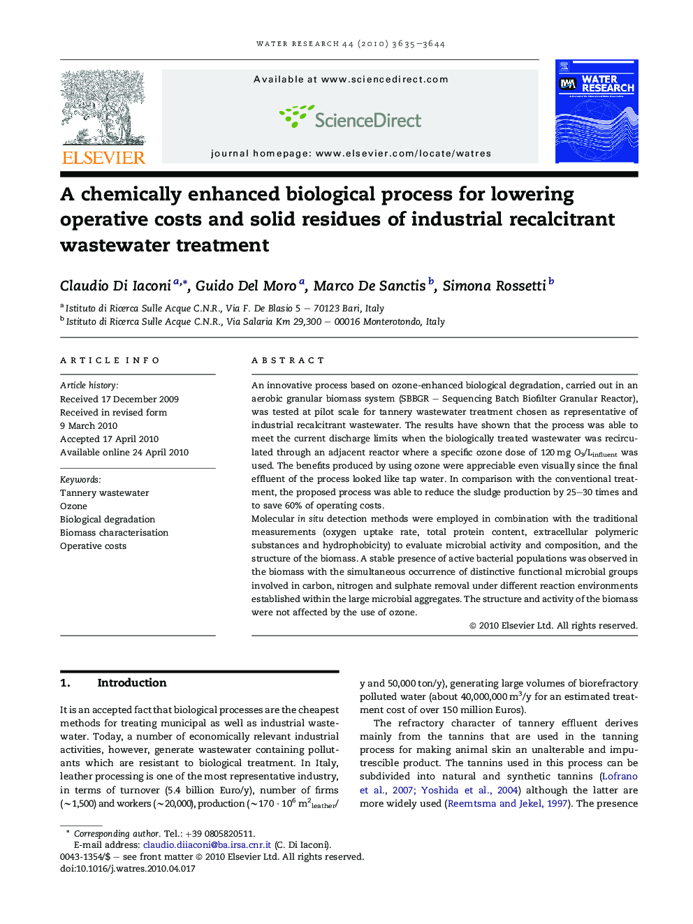 A chemically enhanced biological process for lowering operative costs and solid residues of industrial recalcitrant wastewater treatment