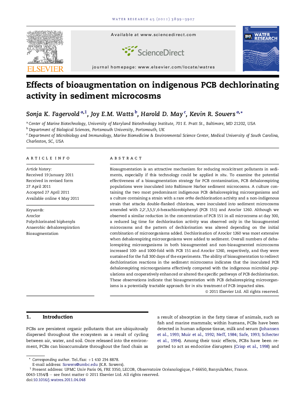 Effects of bioaugmentation on indigenous PCB dechlorinating activity in sediment microcosms