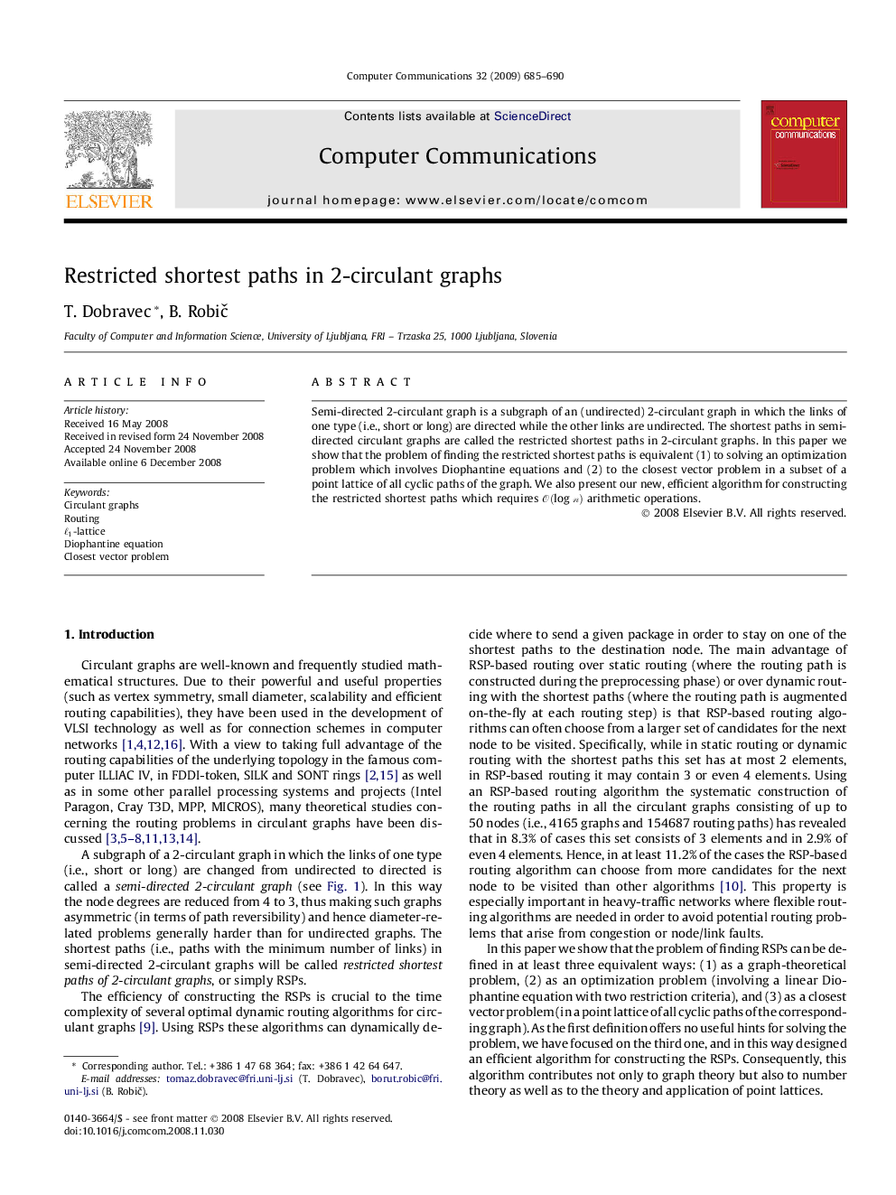 Restricted shortest paths in 2-circulant graphs