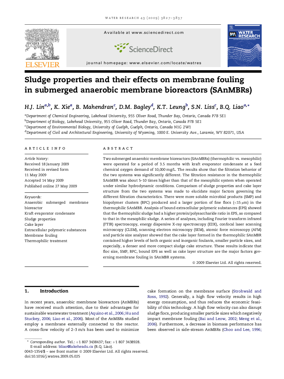 Sludge properties and their effects on membrane fouling in submerged anaerobic membrane bioreactors (SAnMBRs)