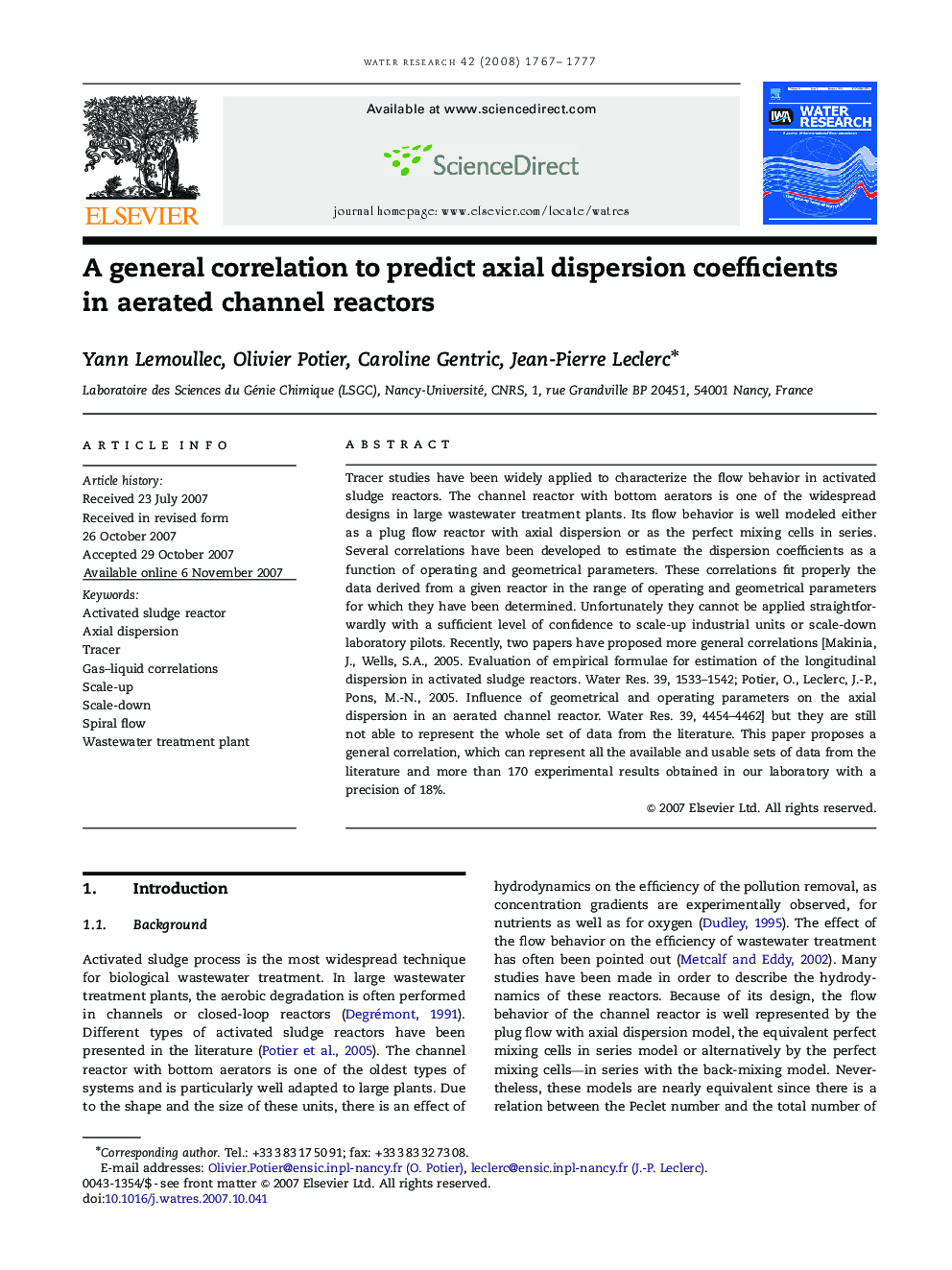 A general correlation to predict axial dispersion coefficients in aerated channel reactors