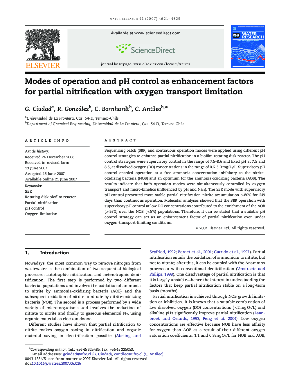 Modes of operation and pH control as enhancement factors for partial nitrification with oxygen transport limitation