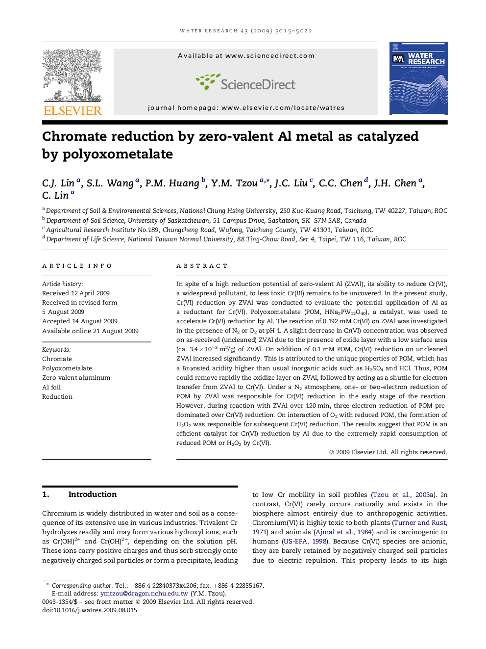 Chromate reduction by zero-valent Al metal as catalyzed by polyoxometalate