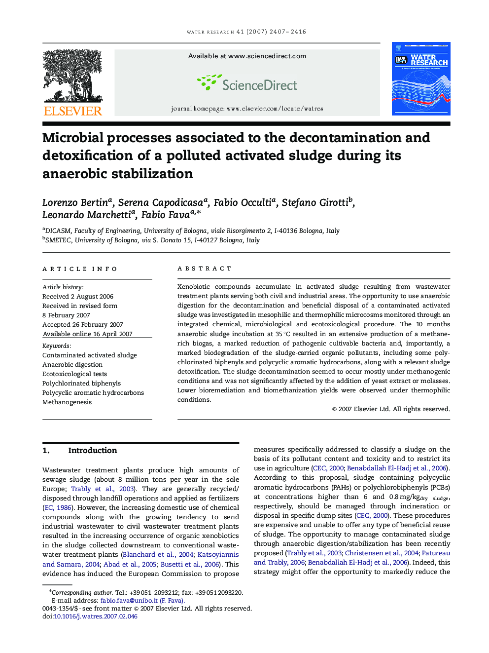 Microbial processes associated to the decontamination and detoxification of a polluted activated sludge during its anaerobic stabilization