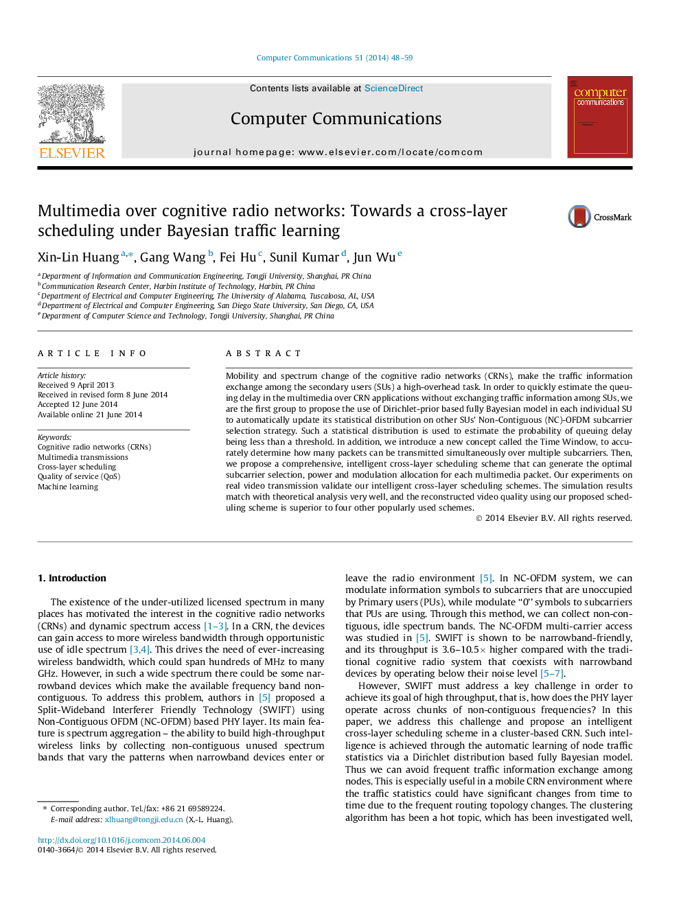 Multimedia over cognitive radio networks: Towards a cross-layer scheduling under Bayesian traffic learning