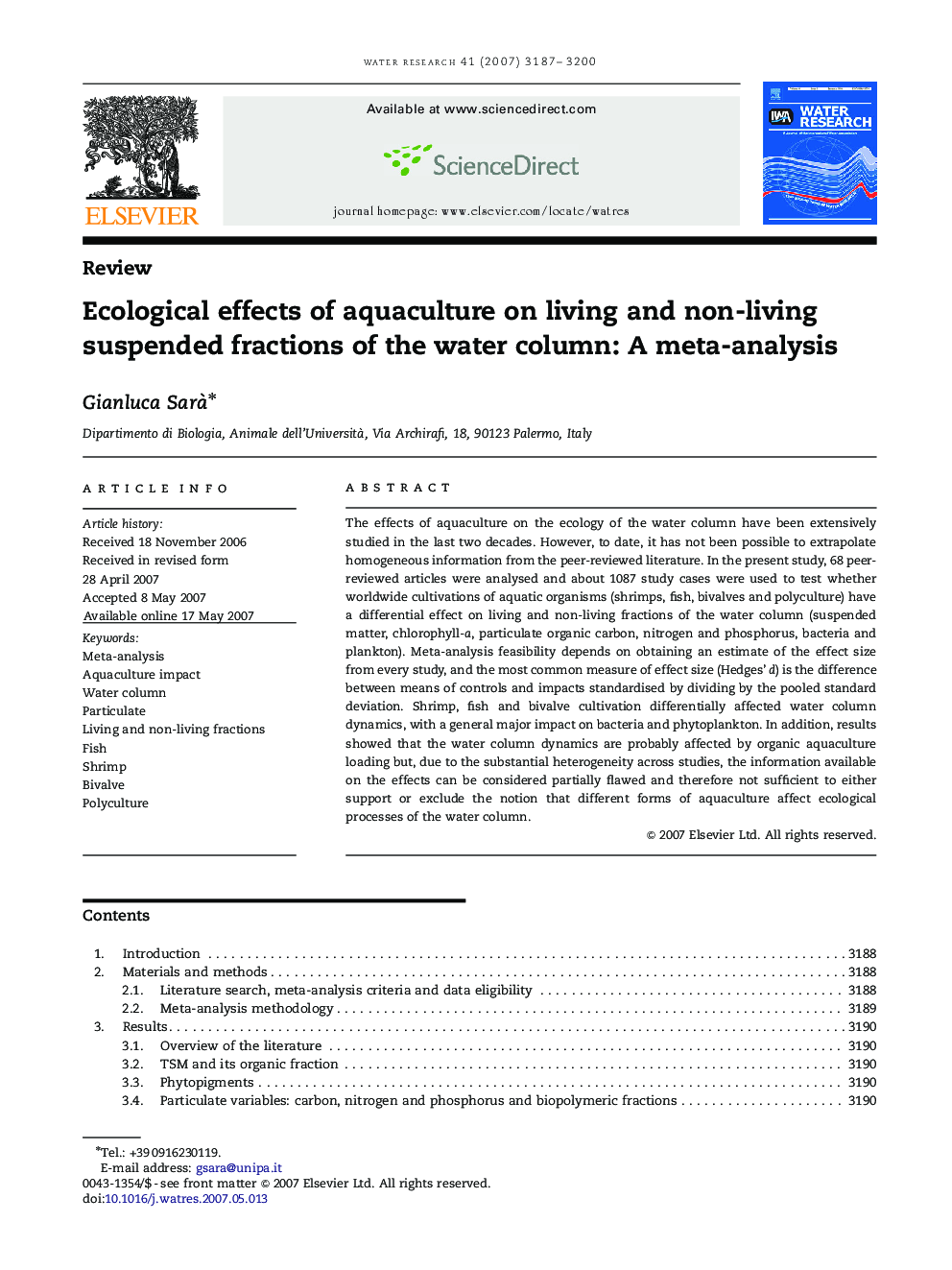 Ecological effects of aquaculture on living and non-living suspended fractions of the water column: A meta-analysis