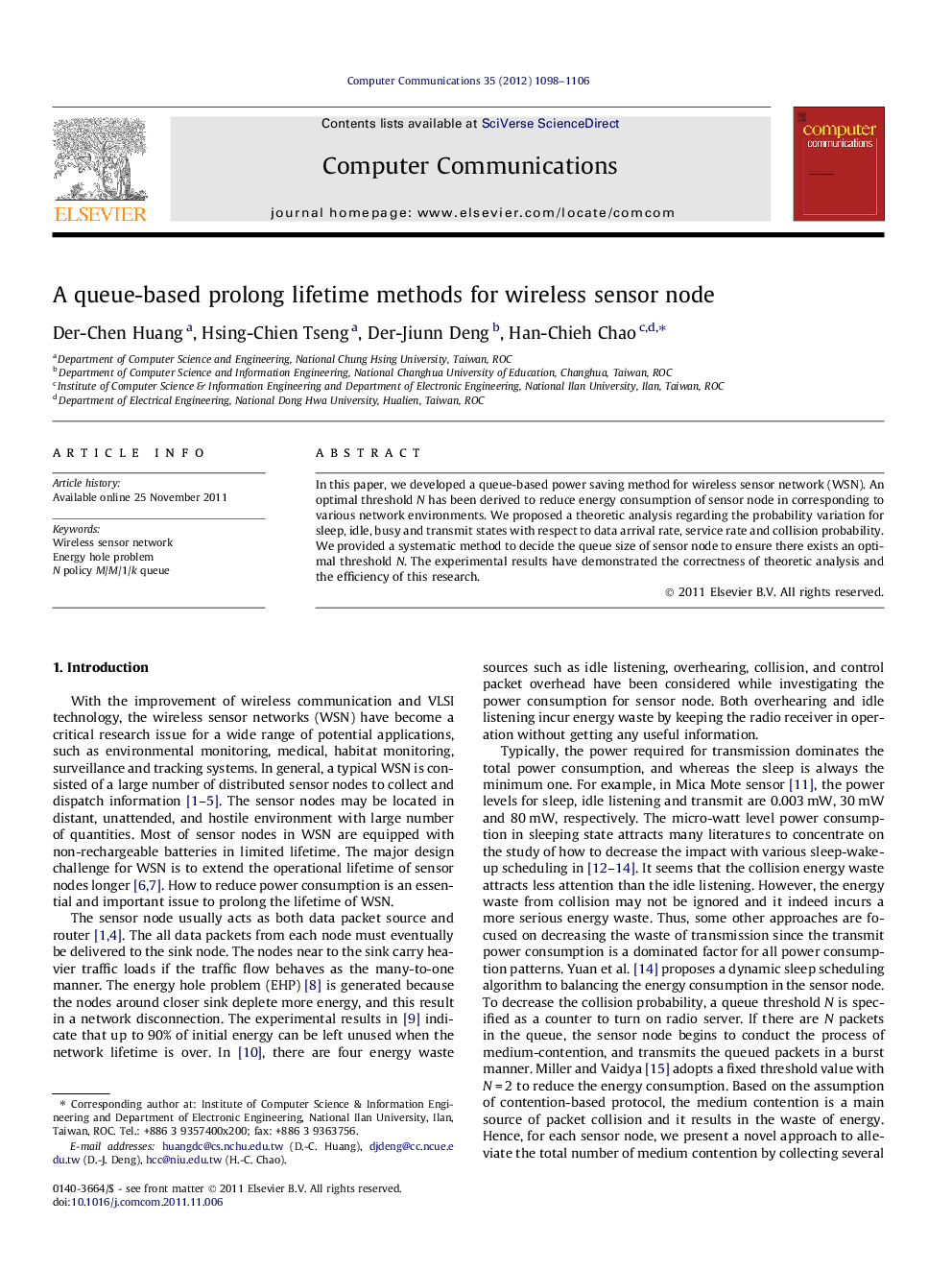 A queue-based prolong lifetime methods for wireless sensor node