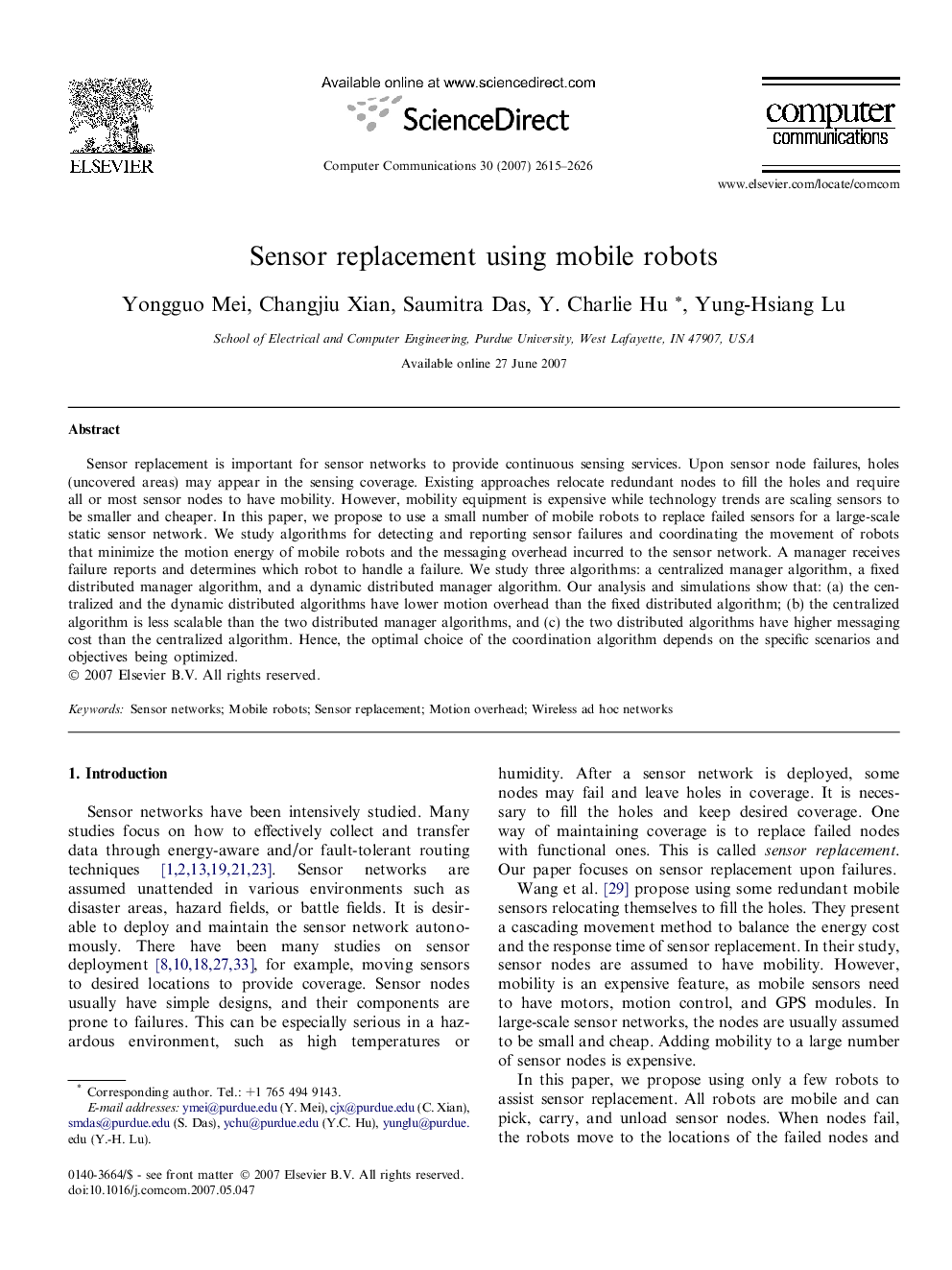 Sensor replacement using mobile robots