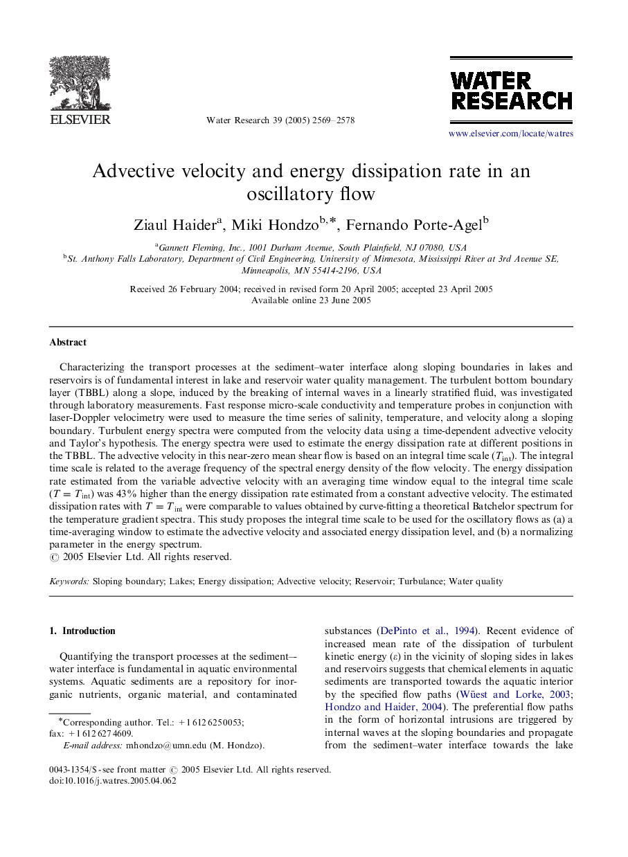 Advective velocity and energy dissipation rate in an oscillatory flow