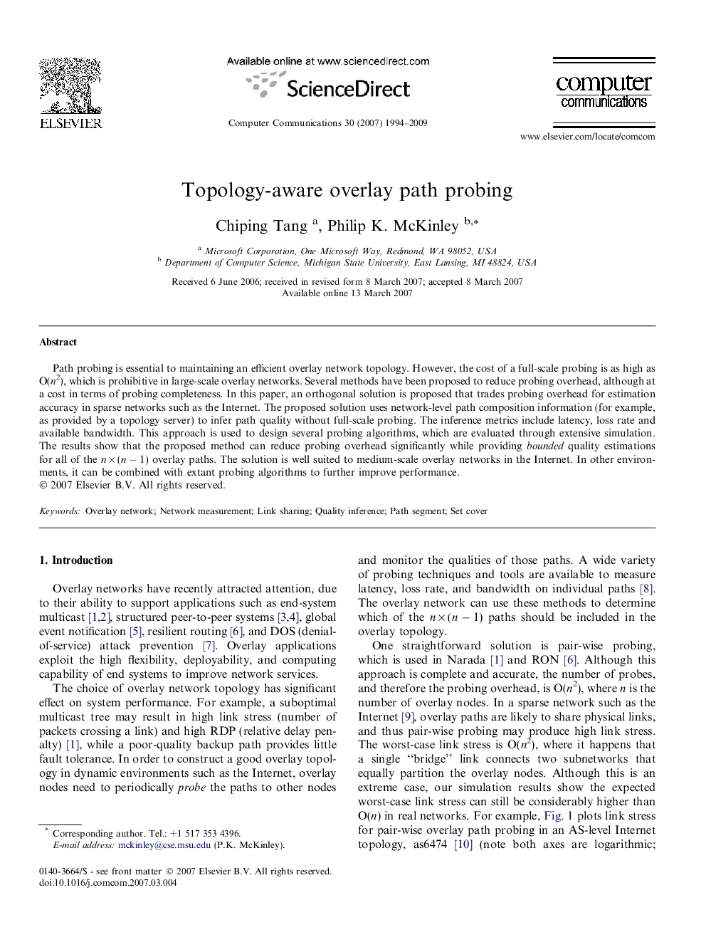 Topology-aware overlay path probing