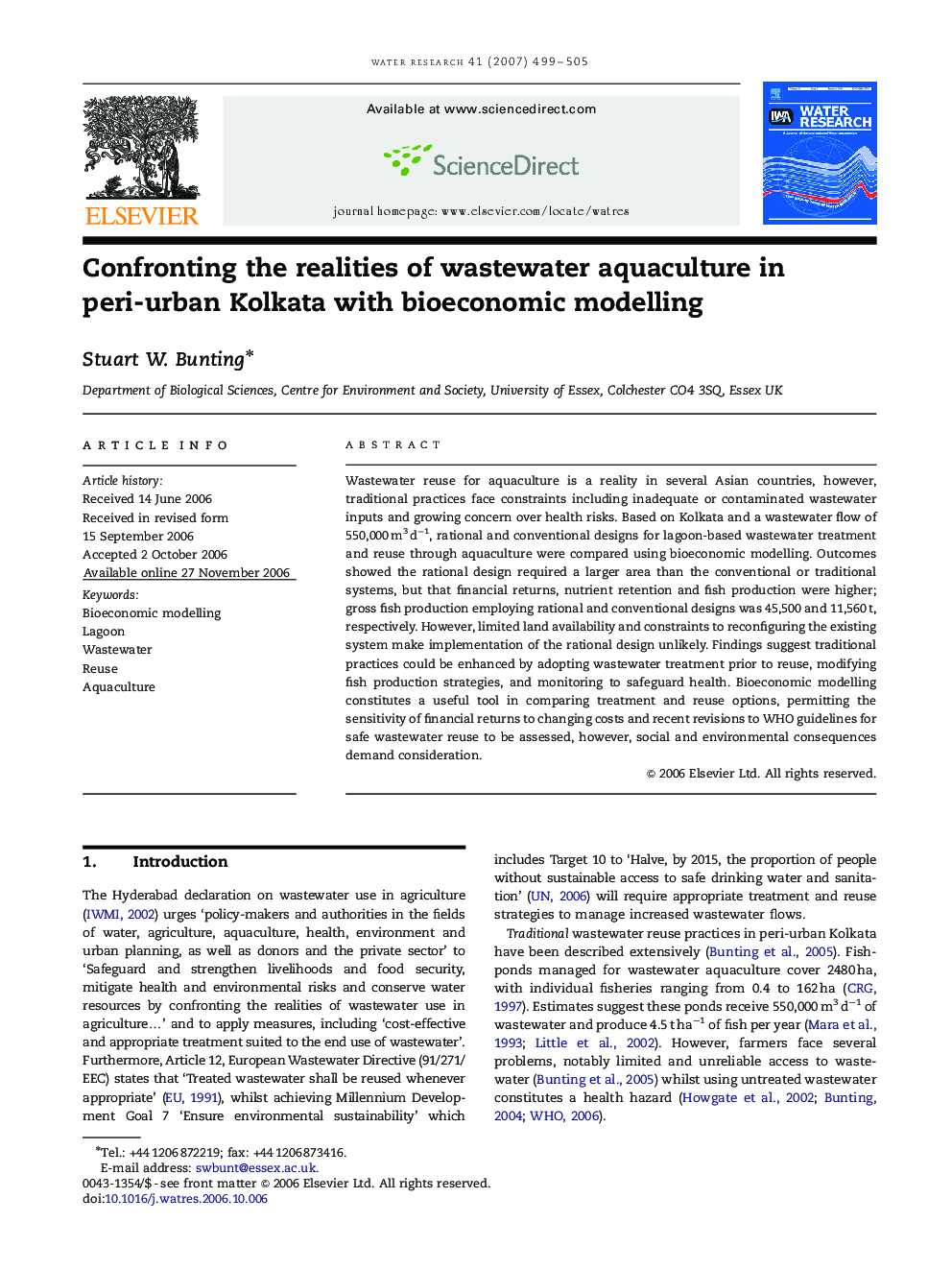 Confronting the realities of wastewater aquaculture in peri-urban Kolkata with bioeconomic modelling