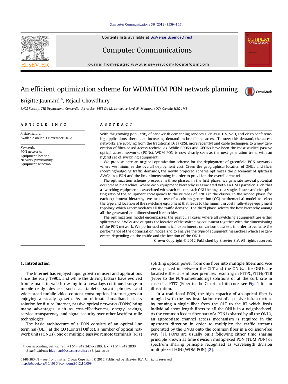 An efficient optimization scheme for WDM/TDM PON network planning