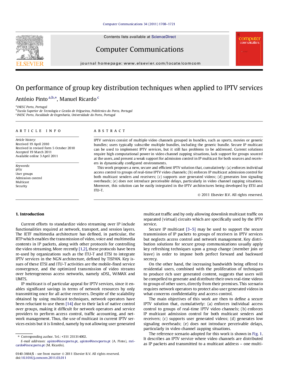 On performance of group key distribution techniques when applied to IPTV services