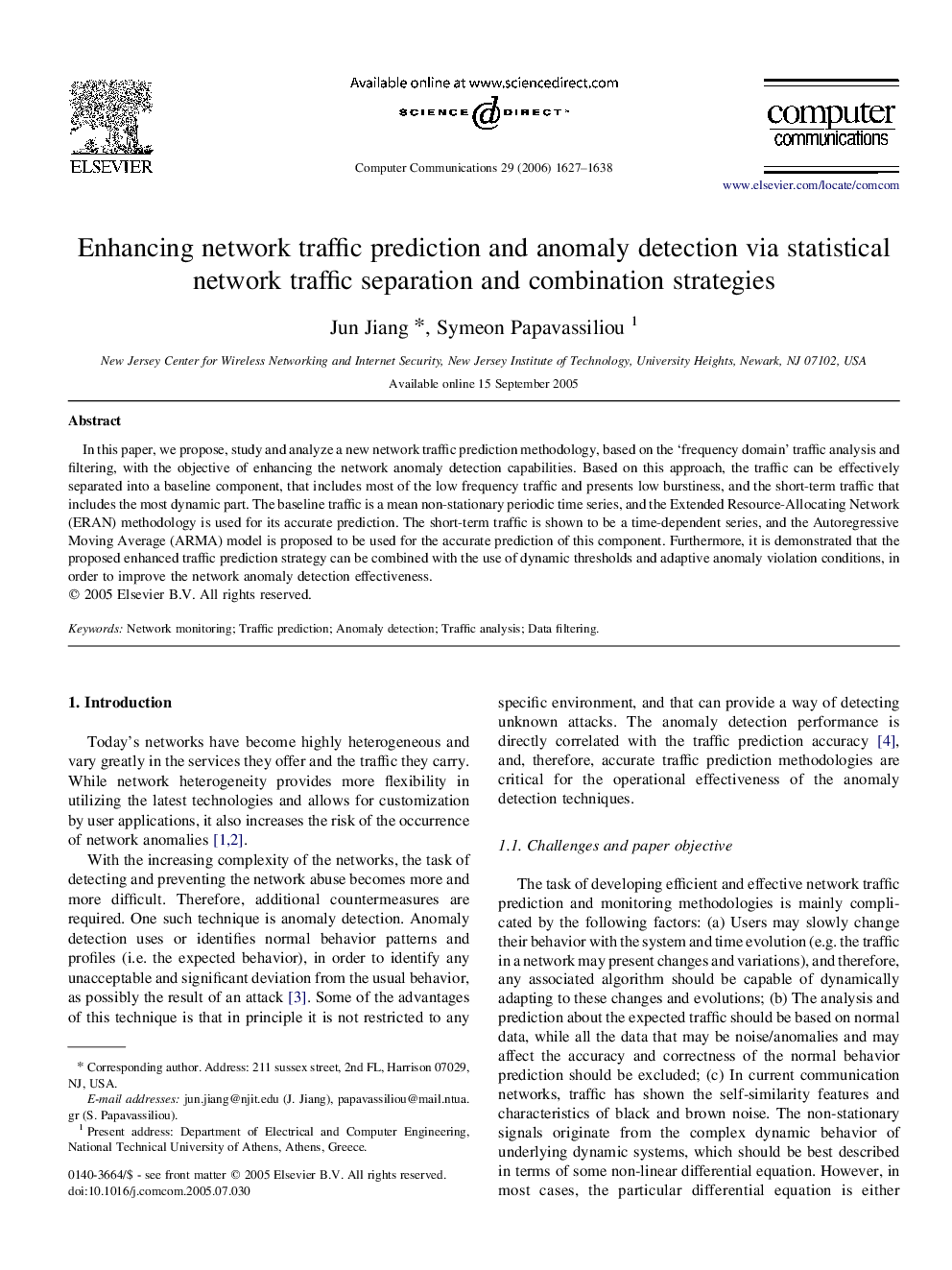 Enhancing network traffic prediction and anomaly detection via statistical network traffic separation and combination strategies