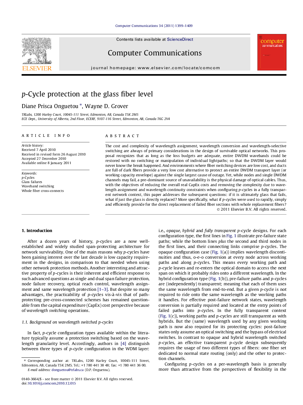 p-Cycle protection at the glass fiber level