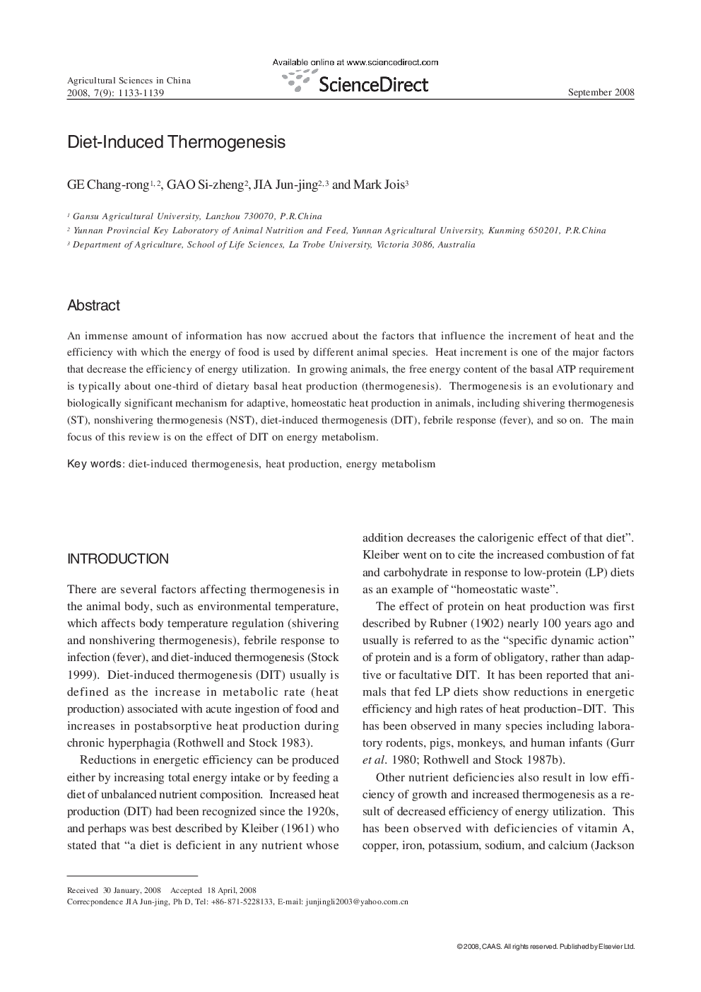 Diet-Induced Thermogenesis