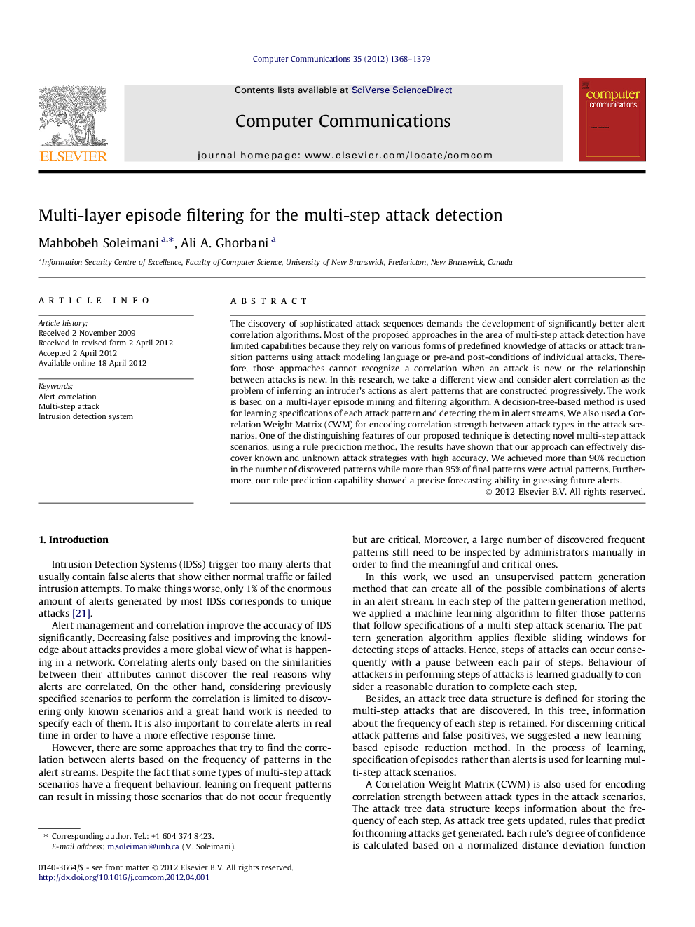 Multi-layer episode filtering for the multi-step attack detection