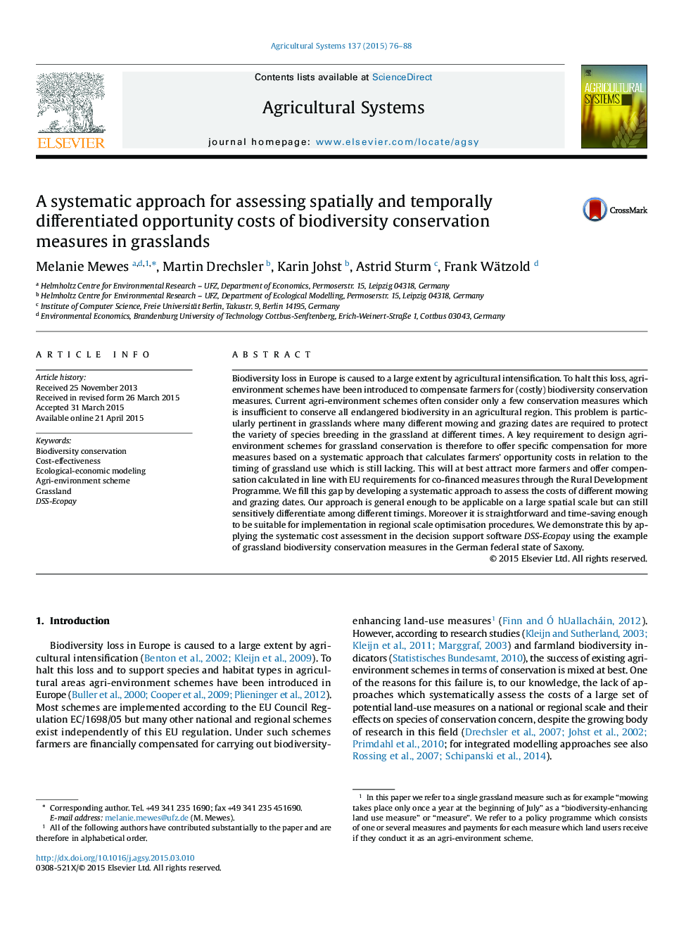 A systematic approach for assessing spatially and temporally differentiated opportunity costs of biodiversity conservation measures in grasslands