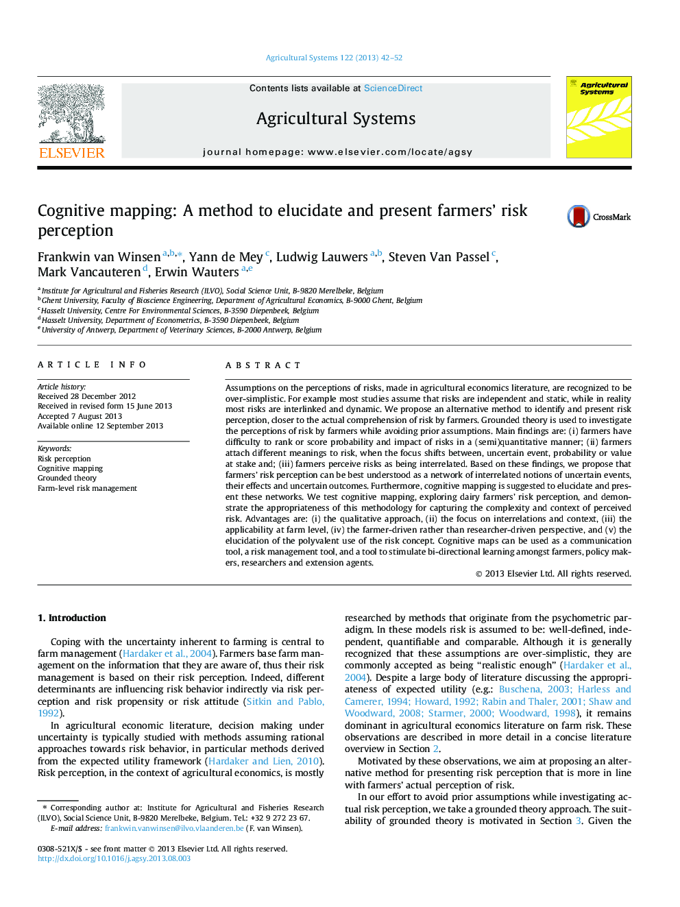 Cognitive mapping: A method to elucidate and present farmers’ risk perception