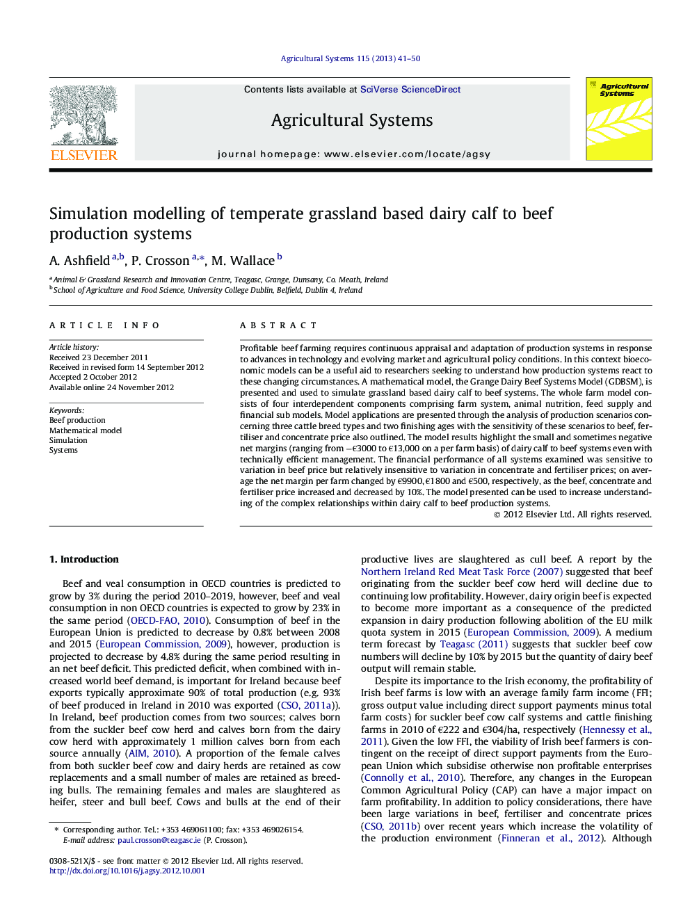 Simulation modelling of temperate grassland based dairy calf to beef production systems