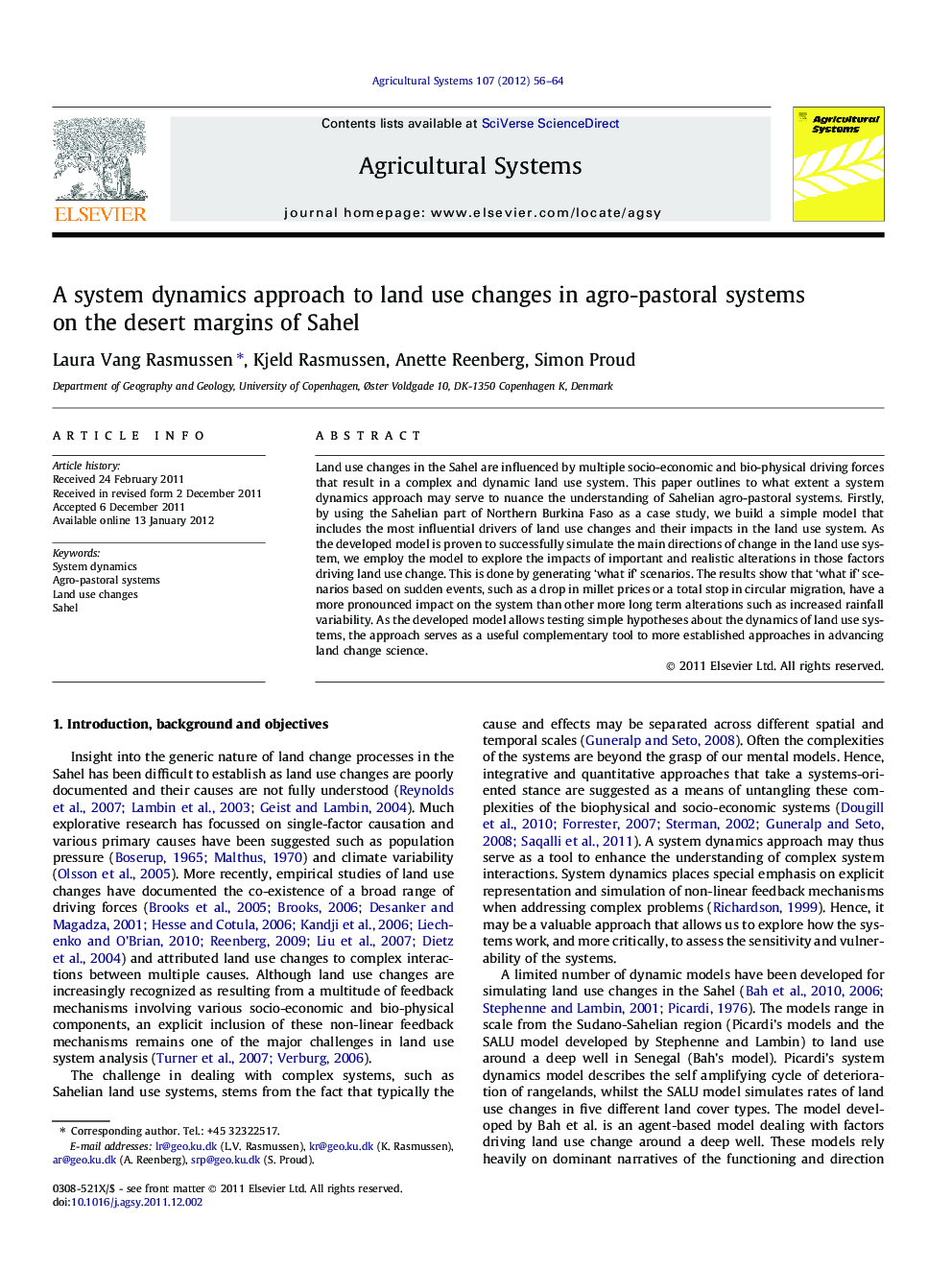 A system dynamics approach to land use changes in agro-pastoral systems on the desert margins of Sahel
